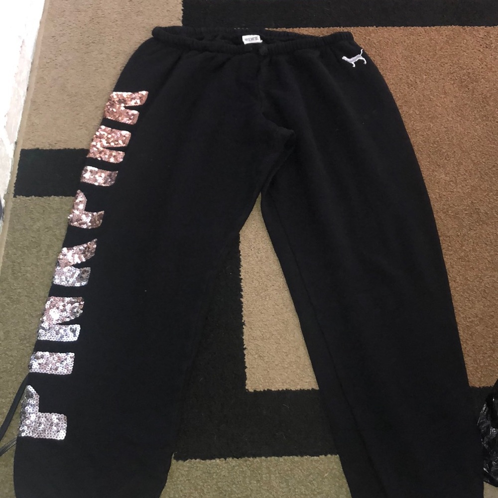 PINK Black Bling sweatpants